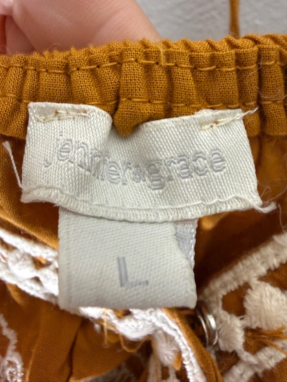 Jennifer‎ & Grace Yellow Embroidered Ruffle White Crochet Trim Large - Picture 4 of 5